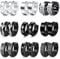 JeweBella 9 Paar Creolen Ohrringe Herren Edelstahl Ohrringe Männer Mode Punk Ohrringe Schwarz Silber Klein Creolen Set Huggies Knorpel Helix Piercing Ohr Ohrringe für Herren Damen Herren Schmuck
