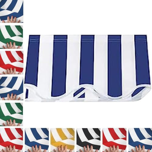 ILOOXI Copertura Tenda da Sole, Tela di Ricambio per Tenda da Sole, Copertura Impermeabile in Poliestere, per Esterni in Tela A Righe, (Senza Telaio) (Blue,20x10ft/600x300cm)