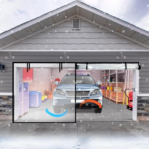 Mindsoft Garage Insulated Magnetic Screen - Transparent Windproof Cover Panels, Soundproof Thermal Curtain, Winter Insulation Kit (9.1x7 ft)
