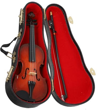 BCOATH Violine Ornament Set Miniatur Violine Schmuck 14cm Holz Für Home Office Dekorative