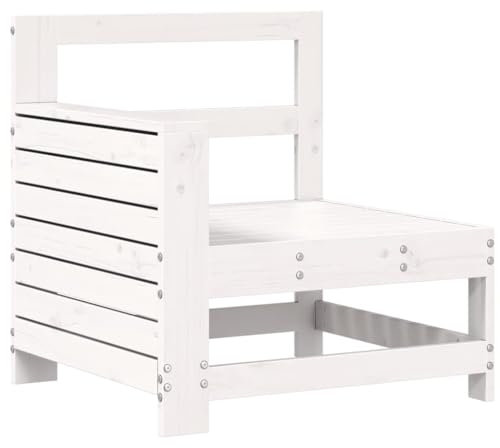 QJBSAVVA Lounge Sessel Outdoor Terassenmöbel Außen Lounge Sofa Outdoor Balkon Sofa - Gartensofa mit Armlehne Weiß 69x62x70,5 cm Massivholz Kiefer für Schwimmbad Balkon Innenhof Erholungsgebiet
