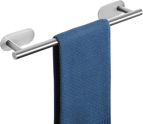 Mooche Self Adhesive Towel Rail 40CM Hand Towel Holder for Bathroom Kitchen, Stick on Towel Bar Heavy Duty SUS304 Stainless Steel, No Drilling, Brushed Finshed