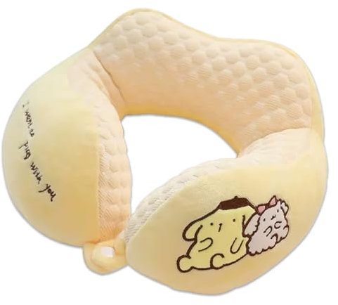 Roffatide Cartoon Pompom Purin U-Form Nackenkissen Stickerei Plüsch Reise Kissen zum Schlafen Weihnachten und Geburtstagsgeschenk