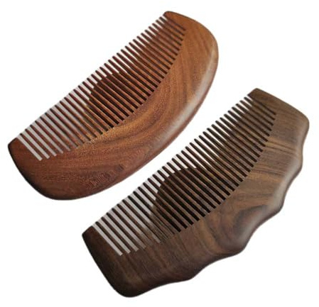 YLUFAC Peine de Púas Finas y Masaje,2 Peines de Madera de Sándalo para el Cuidado Diario del Cabello - Desenreda Sin Daño,Ideal para Viaje o Uso en Hogar,12.5 cm Compacto