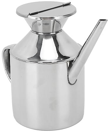 OUCRIY Bidon D'huile en Acier Inoxydable, Récipient Multifonctionnel, Distributeur D'huile, Bouteille pour Sauce Soja, Vinaigre, Vin de Cuisson (Avec poignée)