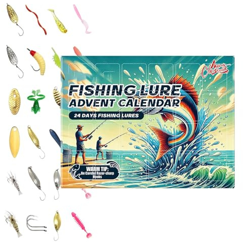Weihnachtsfischen Adventskalender - Angeln Adventskalender, 24 Tage Countdown | Langlebiges und hochwertiges Angelgerät Set