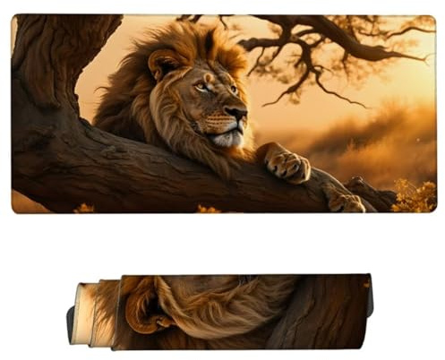 Gaming Mauspad XXL,Mauspad Löwe Mousepad 900x300x3mm,Schreibtischunterlage Tier Mousepad,Wasserdicht Mauspad Gaming,Improved Precision and Speed,Gaming-Mauspads für PC,Geschenke für Männer JH-112