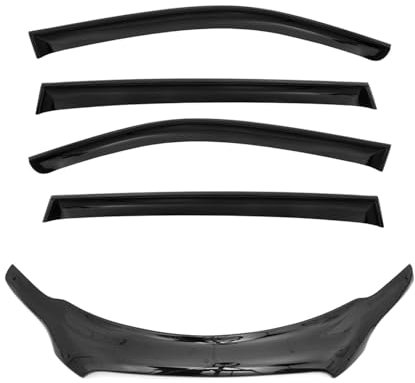 OMAC Motorhaube Deflektor Windabweiser Regenabweiser Set kompatibel mit Audi Q7 4L 2006-2015