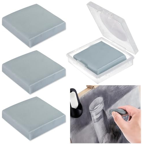 4Pcs Kneaded Art Erasers, Grey Kneadable Artists Putty Rubber,Create Highlights, Erase or Lighten Sketching Erasing Blurring Highlighting for Adults on School Office