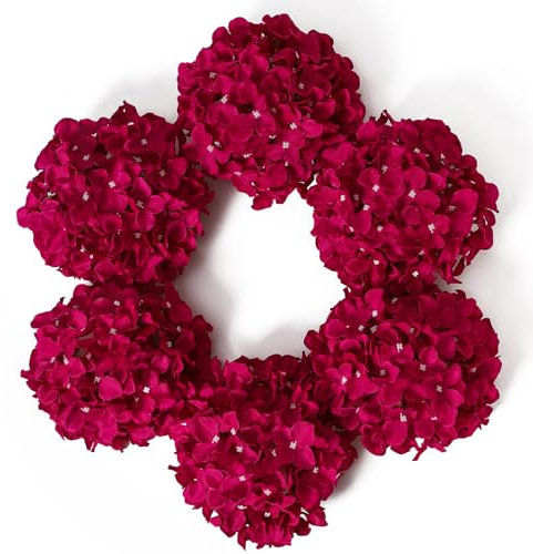 DuHouse Bouquet di ortensie artificiali più grandi in seta con stelo, realistici al tatto, bouquet di ortensie finte, per matrimoni, casa, feste, giardino, centrotavola, confezione da 6 (fucsia scuro)