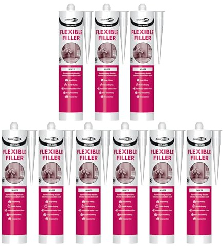Bond It DEC-MATE Flexible Decorators Caulk – 9x White, 285ml EU3 | Quick-Drying Interior Gap Filler for Cracks & Joints – Over-Paintable Within 1 Hour | Easy Smoothing Flexible Filler Sealant