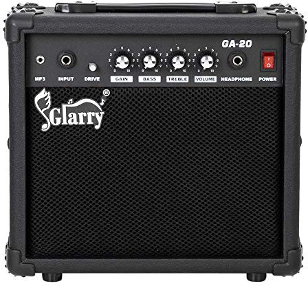 GLARRY Amplifier for Electric Guitar, Mini Guitar Practice Amp 20W with Volume, Treble, Bass and Middle Controls, Portable Vox Amp with Headphone MP3 Input