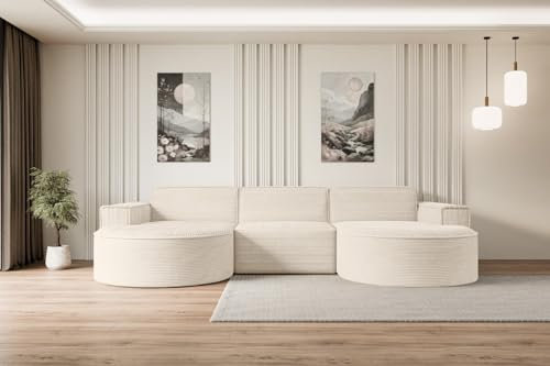 ALTDECOR Ecksofa in U-Form Corner Sofa Bett Eckcouch Couch L-Form Wohnlandschaft Cauchsofa MARI-U1-295x165x73,5 cm Beige