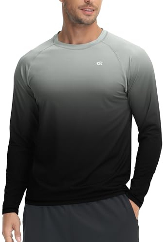Tyhengta Men's UV Protection T-Shirt Long Sleeve Tops Summer Sun Protection UPF 50+ Rashguard Shirts Quick Dry Swimming T-Shirt