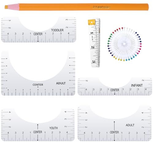 9 Stück Nählineal T-Shirt Ausrichtung Werkzeuge Lineal Transparente Schablonen-Lineal DIY Ausrichtlineale Sockenlineal Bügellineal Erwachsene für Nähen Gestalten von T-Shirts und Basteln