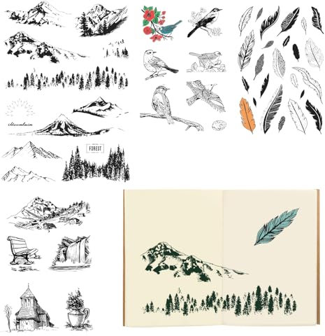 MUWINC Klare Silikonstempel Waldmotive - 49 Naturdesigns | Wiederverwendbare Bastelstempel für Scrapbooking, Tagebücher & Kartenherstellung