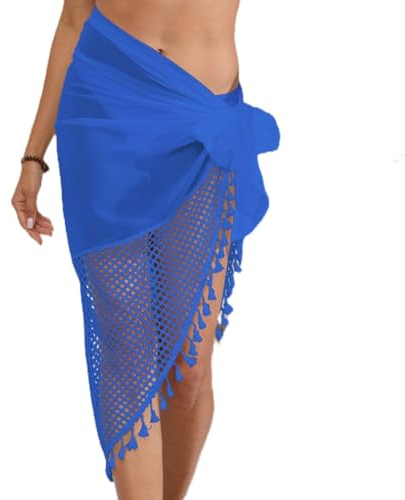 Ouruikia Sarong Pareo Damen Chiffon Fransen Strand Wrap Bikini Cover Up Aushöhlen Multifunktional Strandrock