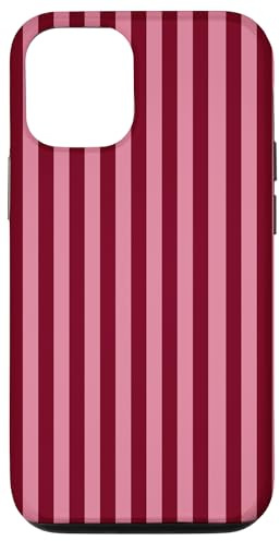 Burgundy and Pink Stripes Geometric Vertical Lines Trendy Case for iPhone 12/12 Pro