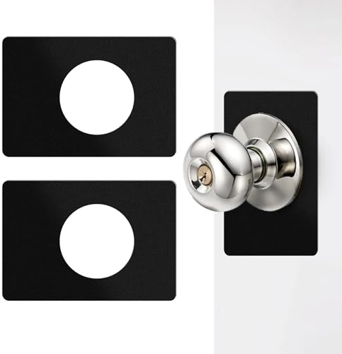 2PCS Door Knob/Deadbolt Reinforcement Plate Matte Black, Door Lock Fixing Plate Doors Handle Fixing Cover Filler Repair Backplate Doors Handle Hole Reinforcer Kit