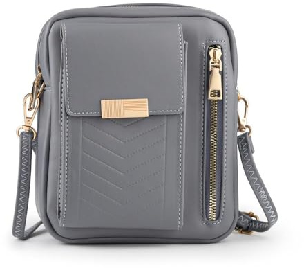 Pavers Womens Dual-Zip Mini Handbag Blue-Grey Size One | All Year Round | Cross Body
