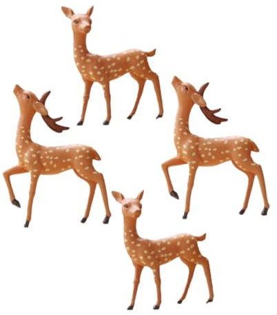 NOLITOY Hirschskulptur für Schreibtisch 4 Stück Kunststoff PVC Miniatur