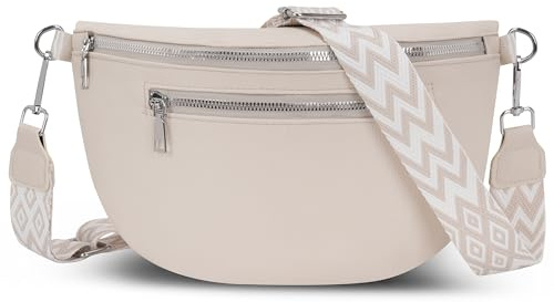 Bauchtasche Damen Umhängetasche Veganes Leder Crossbody Bag Brusttasche | Handtasche Gürteltasche mit Verstellbar Abnehmbar Breiter Gurt