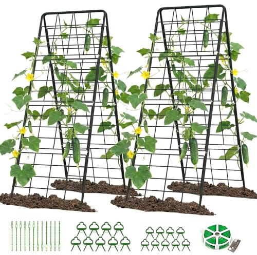 SUNYRISY 2 Stück Metall Rankgitter Rankhilfe für Tomaten Gurken 150cm | Gitternetz Spalier Kletterpflanzen Tomaten Rankhilfe, Pflanzenstütze für Blumen Nutzpflanzen, Schwarz