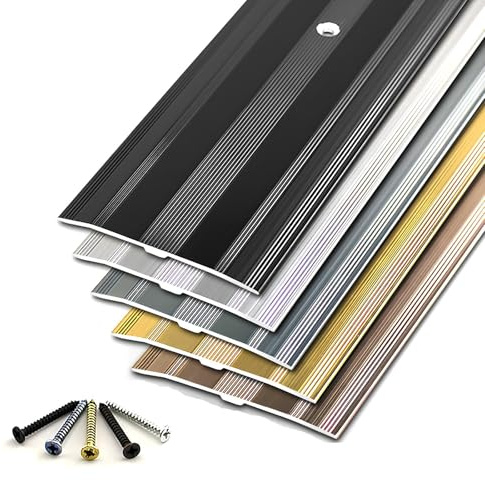 Aluminum Floor Transition Strip 90cm/100cm/120cm/130cm/150cm Long Metal Door Threshold Carpet Trim w/Screw Nails(Rose Gold,140cm/55.1in)