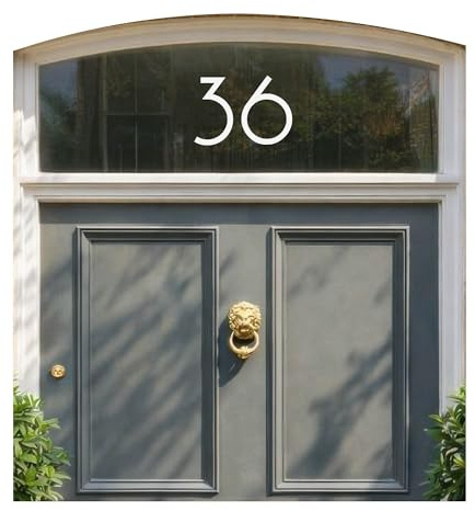 Personalised White Original House Number Sticker for Glass Door & Window - Self Adhesive Vinyl Decal - Custom Outdoor Address Sign