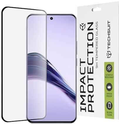 Techsuit Displayschutzfolie für Realme 13 Pro, Realme 13 Pro Plus Gehärtetes Glas mit 9H Härte, Vollständige Abdeckung, 3D Gebogene Kante, Stoßschutz, Anti Fingerabdruck, Blasenfrei, 111D Full Glue