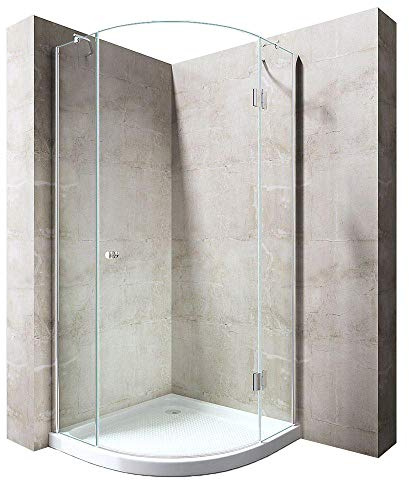 Durovin Bathrooms 800 x 800mm Quadrant Frameless Shower Enclosure - Hinged Door Corner Entry - 8mm Safety Clear Glass - with Acrylic Shower Tray