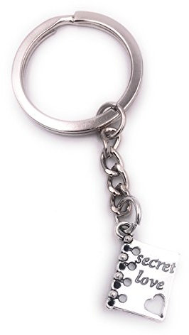 H-Customs Livre Journal Tantra Secret Livre Porte-clés Pendentif Argent Métal