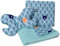 Medi Partners Babydecke Krabbeldecke Set 3in1 100% Baumwolle Minky Kinderdecke 55x75 + 35x30cm flaches Kissen und Anti-Schock-Kissen Schmetterling (Wald mit minzer Minky)