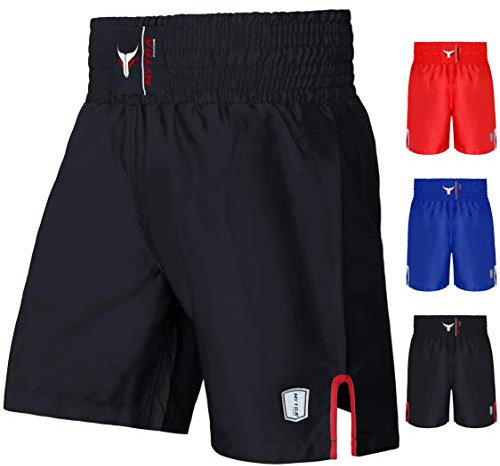 Mytra Fusion Satin Boxing Shorts, MMA Shorts, Combat Shorts, Ring Shorts, Training Shorts (Black, Large)