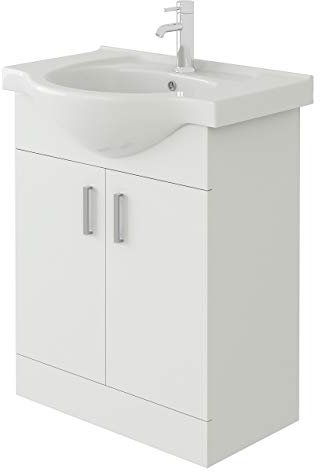 VeeBath VUW650 Linx Bathroom Vanity Basin Sink Cabinet Unit High Gloss White Soft Close Door Hinges Storage Furniture - 650mm