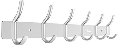 Anjuer Appendiabiti a Parete 42cm Appendiabiti 6 Ganci in Lega di Alluminio Argento per Cucina Bagno