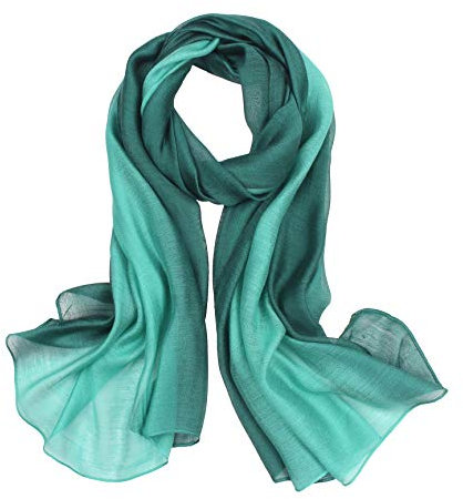 Scarf for Women Cotton Silk Scarves Elegant Gradient Color Lightweight Fashion for Spring Winter Scarves Shawl Wraps (Green-1)