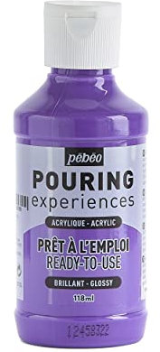 Pébéo Pouring Expériences-Peinture Acrylique Pré-mélangée Prête à l'emploi-Idéal pour Fluid Art, Violet Clair, 118 ml