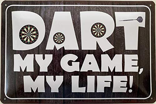 Deko7 Tin Sign 30 x 20 cm Darts Saying: Dart My Game, My Life