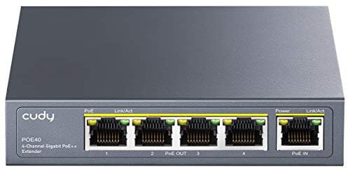 Cudy 4 Kanal Gigabit PoE Extender, 1000 Mbit/s, 1 PoE Eingang, 4 PoE Ausgang, PoE-Repeater, PoE+ Verstärker, PoE++ Booster, Wandmontage, IEEE 802.3bt / 802.3at / 802.3af einhalten