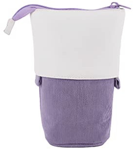 Oyachic Telescopic Pencil Case, Stand up Pen Pouch, Pop up Pencil Bag, Transformer Pen Holder Corduroy, Stationery Organizer for School Office Purple