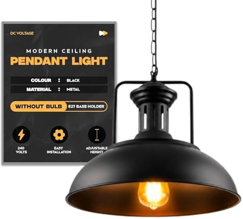 DC VOLTAGE Pendelleuchte Retro, Deckenlampe Rostoptik Industrie Hängeleuchte Breite Wohnzimmer Vintage Deckenleuchte Schlafzimmerlampe Esstischlampe Küchenlampe Rustikal Stil (Schwarz2)