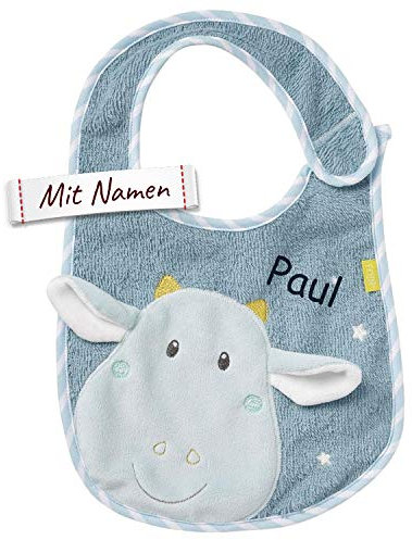 LALALO Fehn Drache Lätzchen mit Namen bestickt, Junge Baby & Kleinkind Babylatz Spucktuch, Halstuch/Babylätzchen personalisiert (Drache)