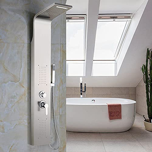 meihe Colonne de Douche avec Mitigeur avec Tête de Douche,Ensemble de douche avec mitigeur,Pommeau de Douche et Douche à Pluie,Colonne de Douche,7 * 20 * 140cm