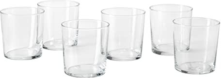 MILANO di Q.b. by MOPITA, Set 6 Bicchieri Vetro Trasparente, Capacità 345 ml, 6 Pezzi, Design Minimale, Lavabile in Lavastoviglie