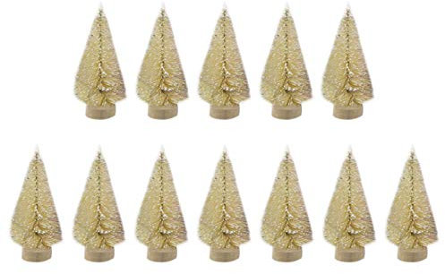 Merting 12 Miniatur Sisal Frosted Weihnachtsbäume Flasche Pinsel Bäume Für Weihnachten Tabletop Deko,Weihnachten Deko Weihnachtsbäume,Sisal Schnee Frost Bäume,Kunstbaum Weihnachten,Basteln,Kunstbaum