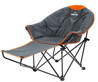OUTDOOR LIVING SUNTIME Oversized Padded Moon Round Saucer Sofa Chair, Portable Folding Camping Chair, with Removable Footrest, Carry Bag - Orange