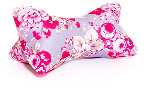 Leseknochen Kissen personalisiert mit Namen grau rosa Blumen Rosen