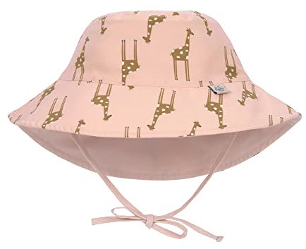 LÄSSIG Baby Kinder Sonnenhut Strandhut Sommerhut Sonnenschutz Kinderhut Babymütze wendbar atmungsaktiv UV-Schutz 80/Sun Protection Bucket Hat Giraffe rose 19-36 Monate, Größe: 50/51