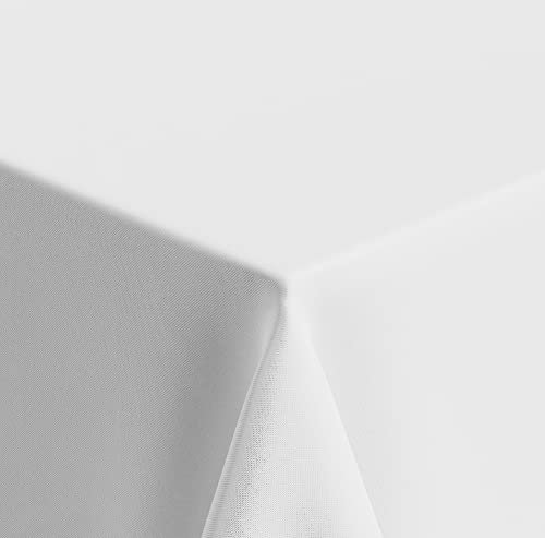 Venilia Tischdecke Uni Weiß, Tischtuch, Tischwäsche, Tischdeko, bügelfrei, aus Polyester, rechteckig, 1,5 x 2,4m, 59522